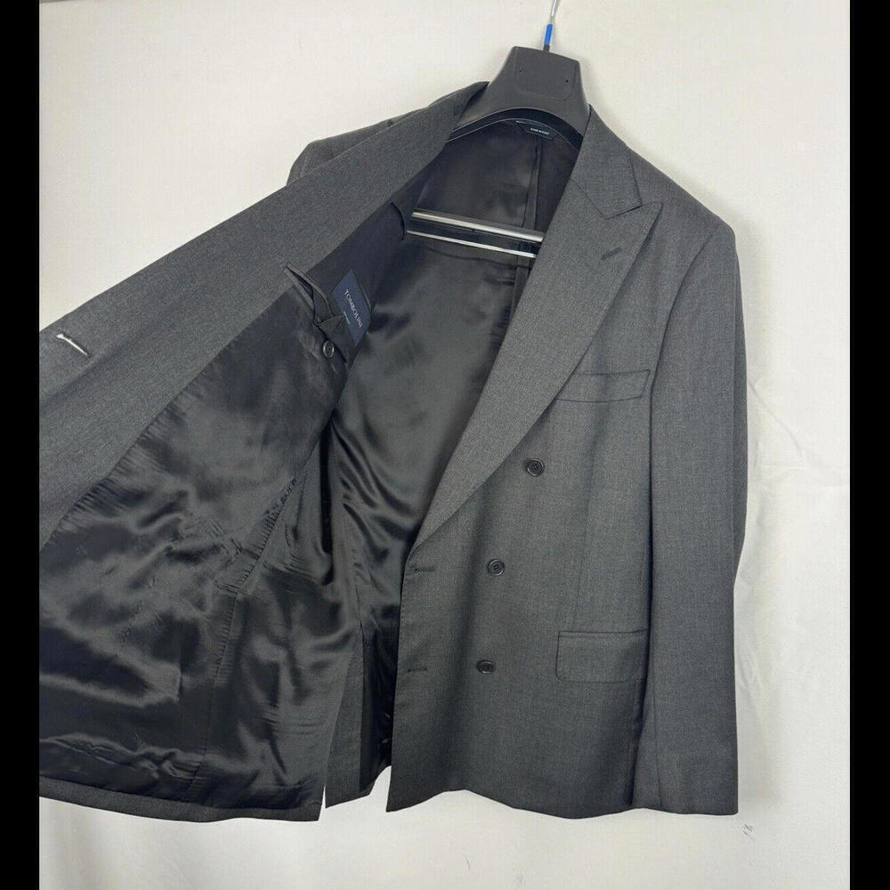 Tombolini Virgin Wool Double-Breasted Blazer Jacket Gray Size 58 - 7 EU, 46 US - Picture 3 of 11